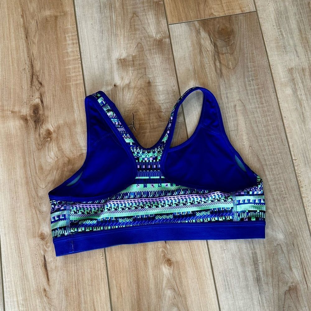 Nike Navy Blue & Lime Patterned Pro Sports Bra Large - Picture 6 of 11